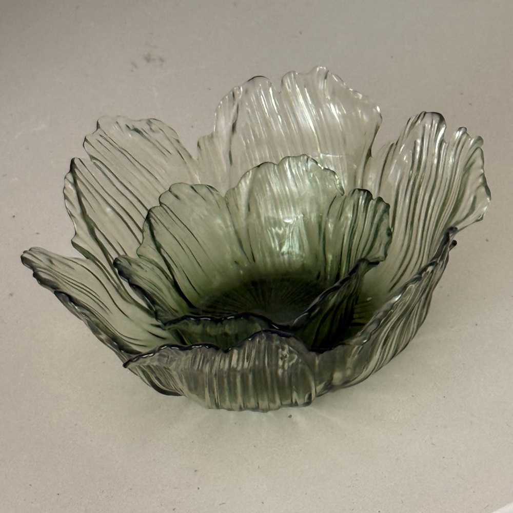 NEW Zara Home Green Glass Salad Bowl Set 9.5” & 5.5”